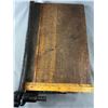 Image 2 : Vintage Wood & Metal Paper Cutter. NO SHIPPING Approx. 27" x 12.25"