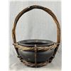 Image 2 : Vintage Wicker Basket w/ Clay Pot Insert. Approx. 15" H x 10" Diam. & 2 Advertising Ice Picks