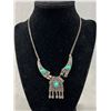 Image 1 : Vintage Filigree Design Turquoise Colour Stones Necklace
