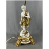 Image 2 : 28" Table Lamp. White with Gold Trim Figural. Roman Gentleman
