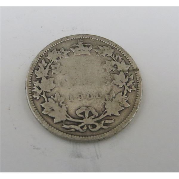 1900 Canadian Silver 25 Cent Coin