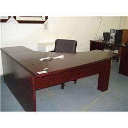 Mahogany L-Shaped Executive Desk