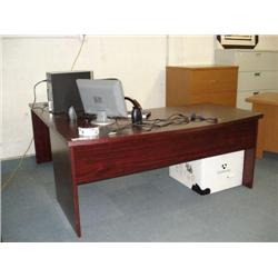 Mahogany L-Shaped Bowfront Executive Desk