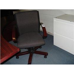 Mahogany Framed Charcoal Cloth Gaslift Chair