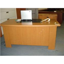 Oak Bowfront Executive Desk W/inlay