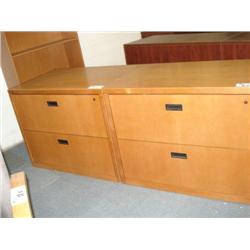 Lot Of 2 Dark Maple 2 Drawer Filing Cabinet