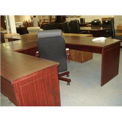 Mahogany U-Shaped Bowfront Executive Desk