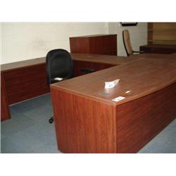 Dk Cherry U-Shaped Bowfront Excutive Desk