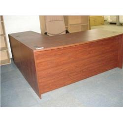 Dk Cherry L-Shaped Bowfront Executive Desk