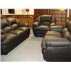 Image 1 : Black Leather 3-pcs Sofa, Loveseat And Chair