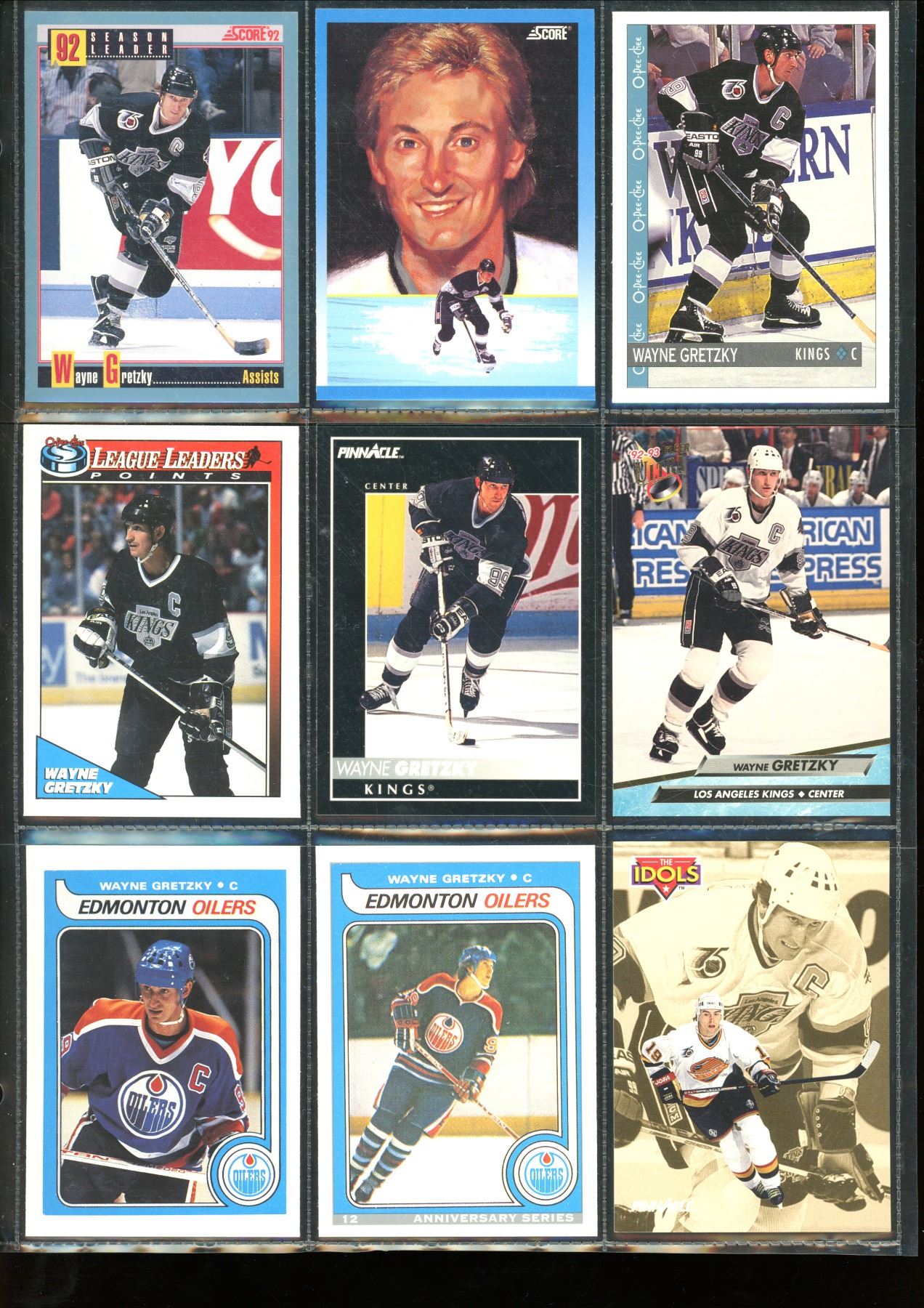 Lot Of 9 Wayne Gretzky Hockey Cards With Anniversary Reprint Rookie Card