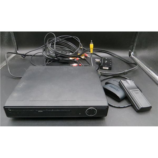 Sylvania DVD Player With Remote & Roku Devices Plus Cords