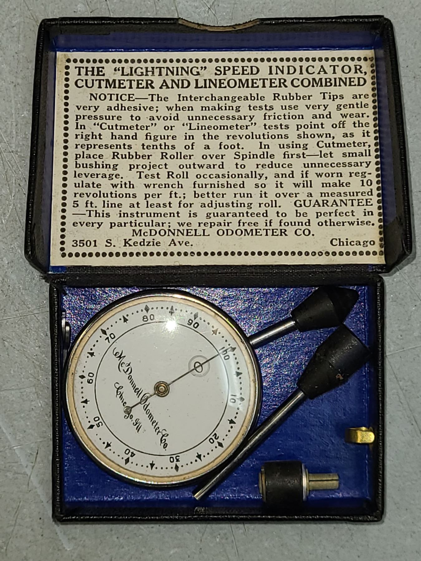 Linometer Antique McDonald Odometer Co USA Speed Indicator Cutmeter & Linometer