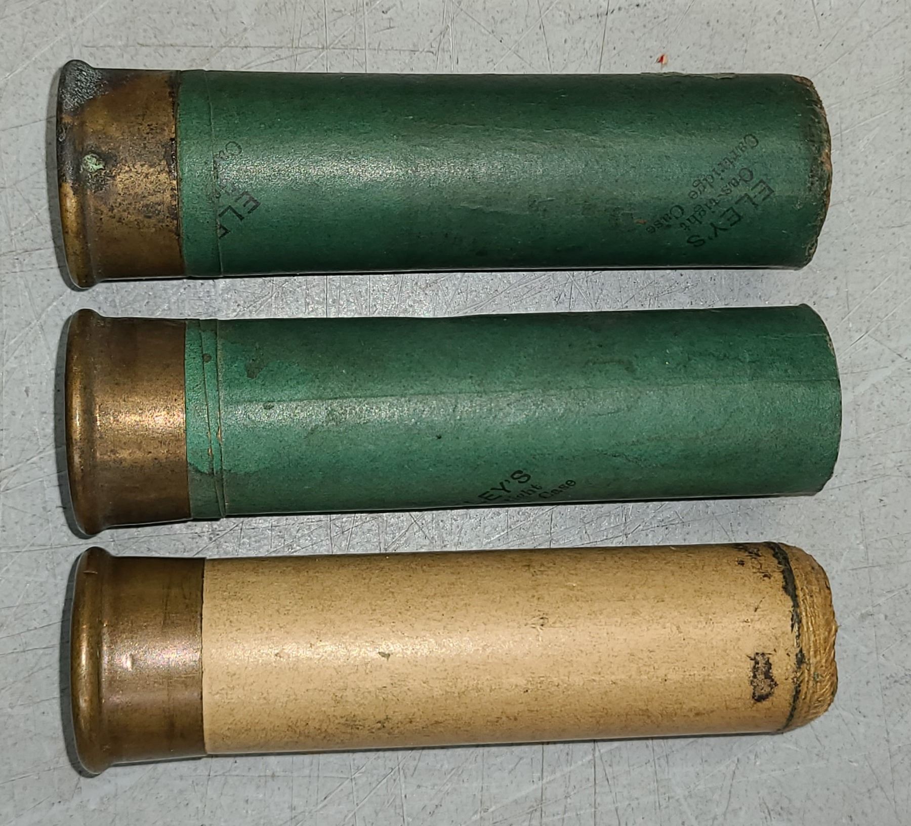 No 4 Gauge Shotgun Shell Casing - Vintage Eley Paper Hulls - 3 pc