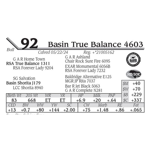 Basin True Balance 4603