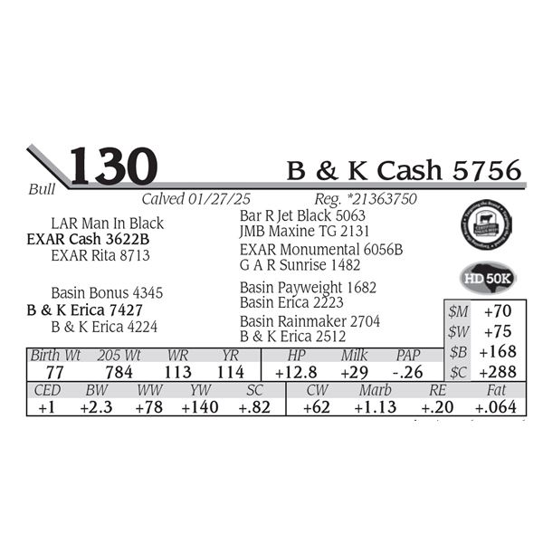 B & K Cash 5756