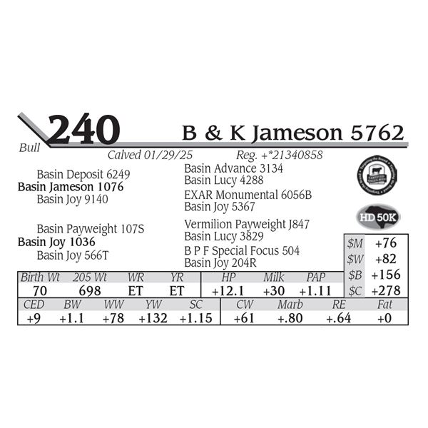 B & K Jameson 5762