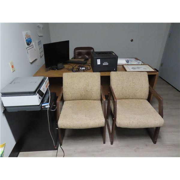 Office Contents w/Brother Printer, HP MFC, Desk Chair, Wardrobe, Bookcase