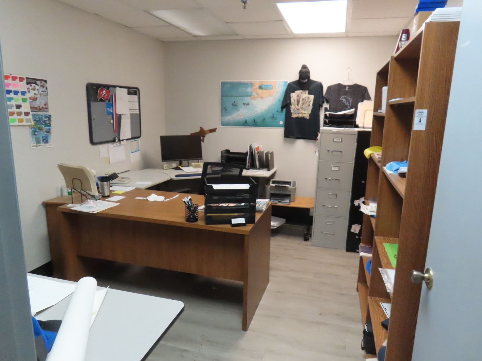 Office Contents Include Desk, Bookcases, Chair, Computer Peripherals ...