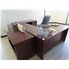 Image 1 : Office Contents w/Cherry U Desk, Lateral File Cabinet, Chair, Adding Machine, Sofa