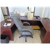 Image 2 : Office Contents w/Cherry U Desk, Lateral File Cabinet, Chair, Adding Machine, Sofa