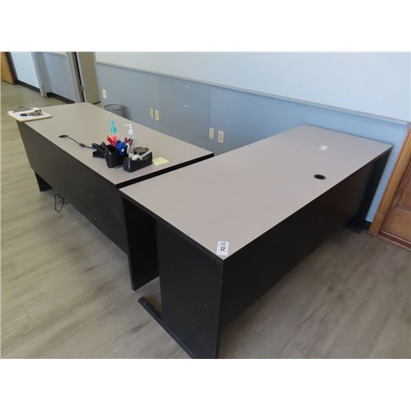 Grey 2 Pc. Desk Set w/Side Chairs and End Table