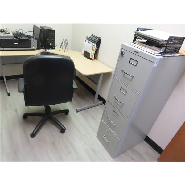 Remainder of Office File Cabinets, Desks, Bookcases, Supplies