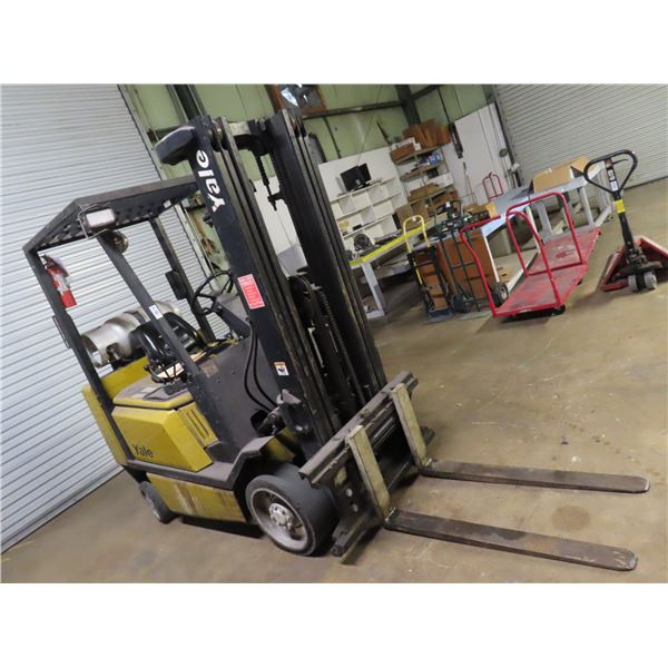 Yale #GLC050 5K Lb. Cap LP Cushion Tire Forklift w/Triple Mast, Sideshift, Shows 3,189 Hrs.,