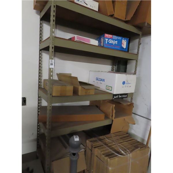 Tan Tear Drop Storage Rack w/Cardboard Boxes/Supplies
