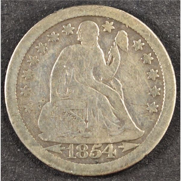 1854-O SEATED LIBERTY DIME FINE