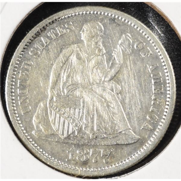 1877-S SEATED LIBERTY DIME AU