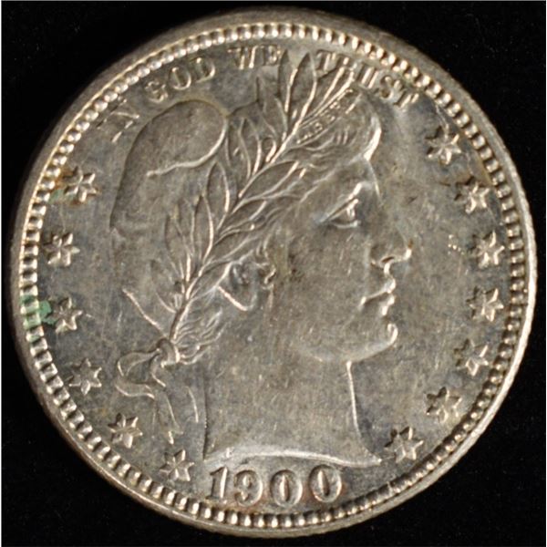 1900-O BARBER QUARTER AU/BU