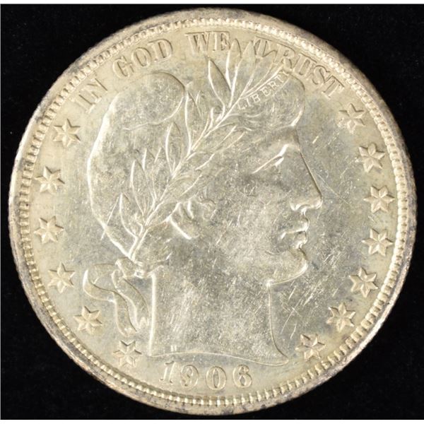 1906-D BARBER HALF DOLLAR AU CLEANED