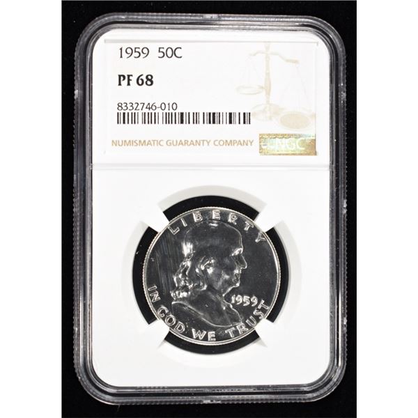 1959 PROOF FRANKLIN HALF NGC PF-68