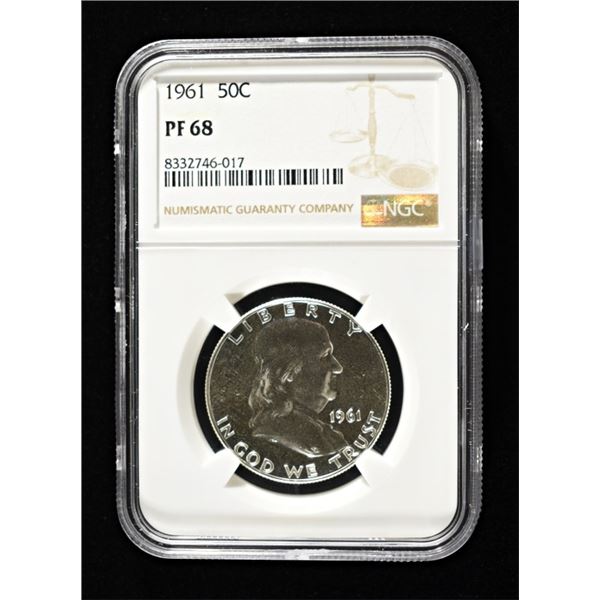 1961 PROOF FRANKLIN HALF NGC PF-68