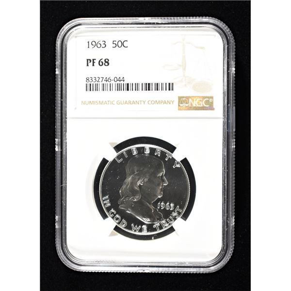 1963 PROOF FRANKLIN HALF NGC PF-68