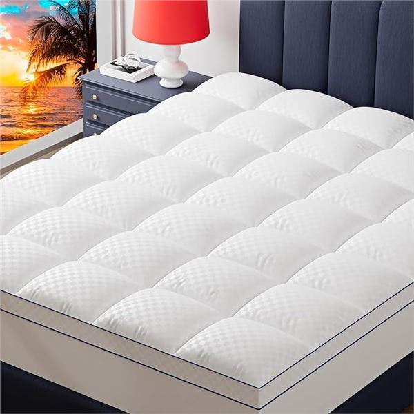 1 Bedluxury Queen Size Mattress Topper - 60in x 80in Size - White - New in Box