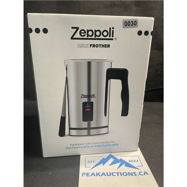 1 Zeppoli Stainless Steel Electric Milk Frother/Warmer with Dual Density - Brand New!