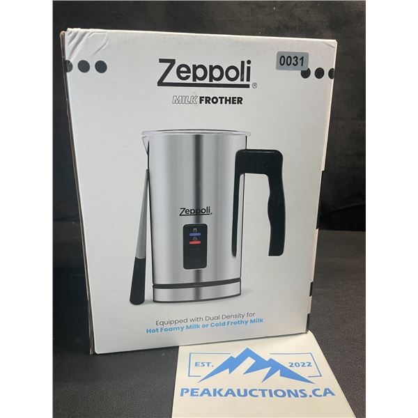 1 Zeppoli Stainless Steel Electric Milk Frother/Warmer with Dual Density - Brand New!