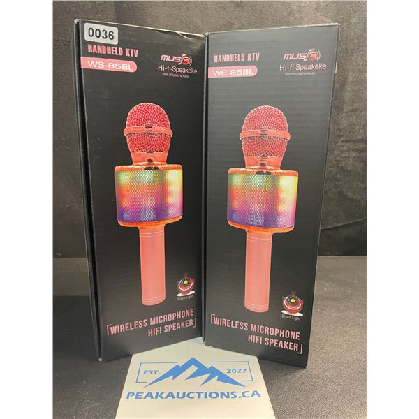 2 Handheld Wireless Microphones/Karaoke Microphones (Model: WS-858L) - Blue - Brand New!