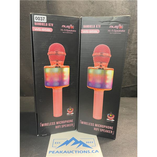 2 Handheld Wireless Microphones/Karaoke Microphones (Model: WS-858L) - Blue - Brand New!