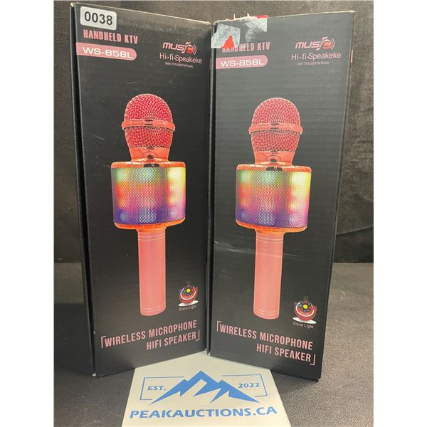 2 Handheld Wireless Microphones/Karaoke Microphones (Model: WS-858L) - Blue - Brand New!