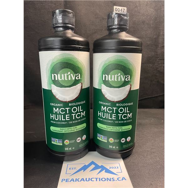 2 Bottles of Nutiva Organic MCT Oil from Coconut - Daily Keto Fuel - 946ml Each - New (BB: 2026 Apr)