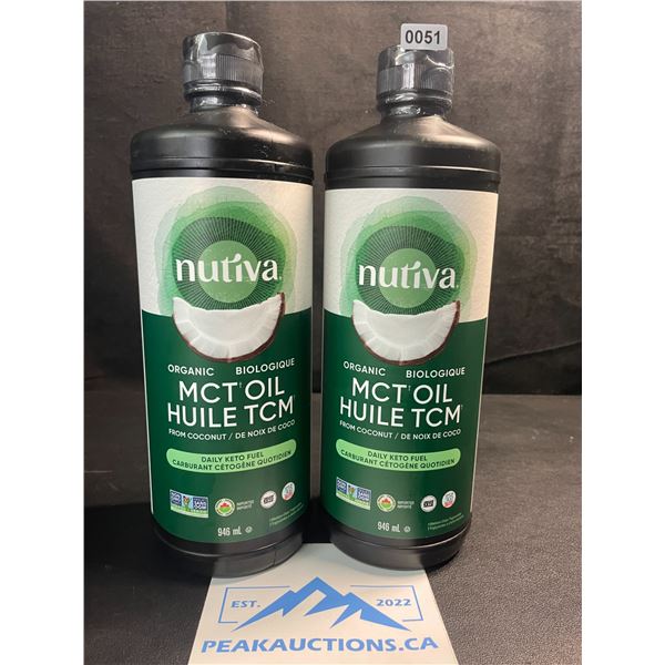 2 Bottles of Nutiva Organic MCT Oil from Coconut - Daily Keto Fuel - 946ml Each - New (BB: 2026 Apr)