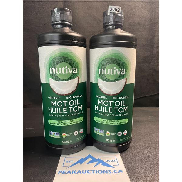 2 Bottles of Nutiva Organic MCT Oil from Coconut - Daily Keto Fuel - 946ml Each - New (BB: 2026 Apr)