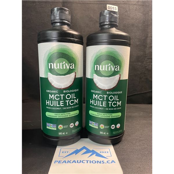 2 Bottles of Nutiva Organic MCT Oil from Coconut - Daily Keto Fuel - 946ml Each - New (BB: 2026 Apr)