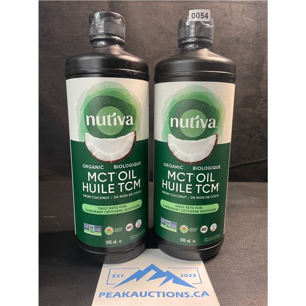 2 Bottles of Nutiva Organic MCT Oil from Coconut - Daily Keto Fuel - 946ml Each - New (BB: 2026 Apr)