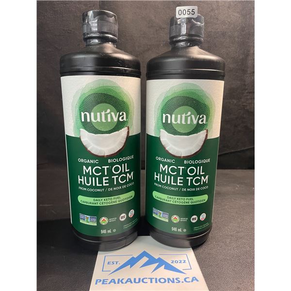 2 Bottles of Nutiva Organic MCT Oil from Coconut - Daily Keto Fuel - 946ml Each - New (BB: 2026 Apr)