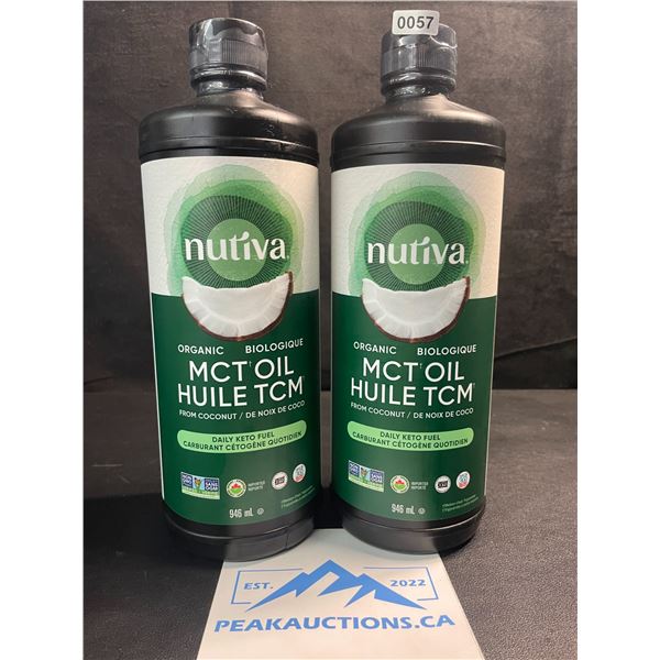 2 Bottles of Nutiva Organic MCT Oil from Coconut - Daily Keto Fuel - 946ml Each - New (BB: 2026 Apr)