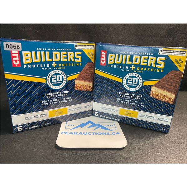 2 Boxes of CLIF Builders Protein Bars - Chocolate Chip Cookie Dough (6 x 68G Bars Each) - New